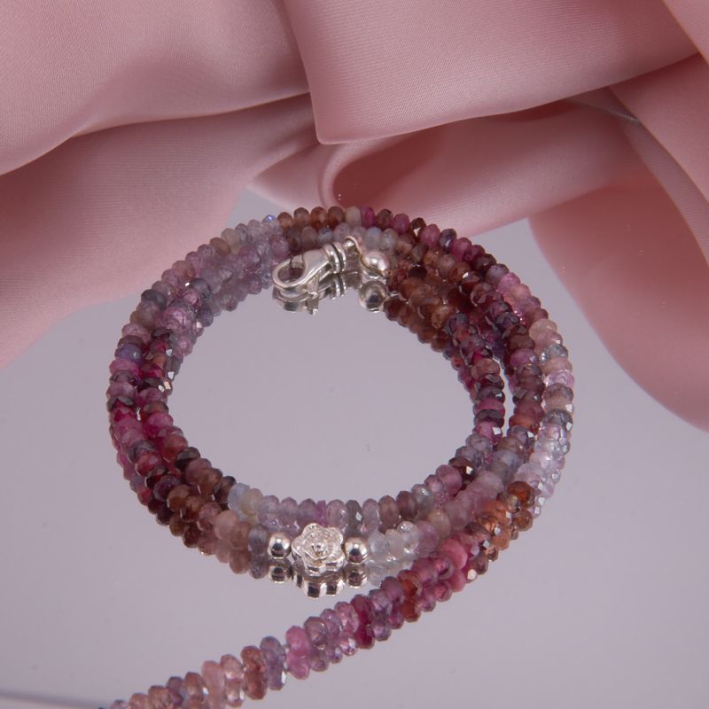 Spinell Kette rosa aus Silber